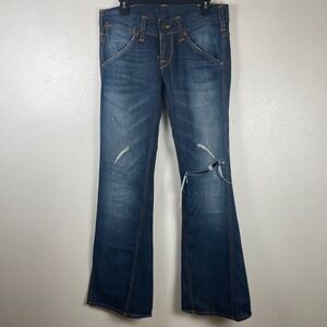 True‎ Religion Joey Blue Flare Jeans Low Rise Distressed Made in USA Size 30